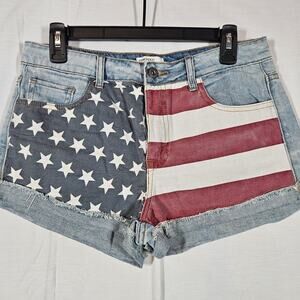 Forever 21 Shorts Womens 28 Denim American Flag Cutoff Distressed Stars Stripes